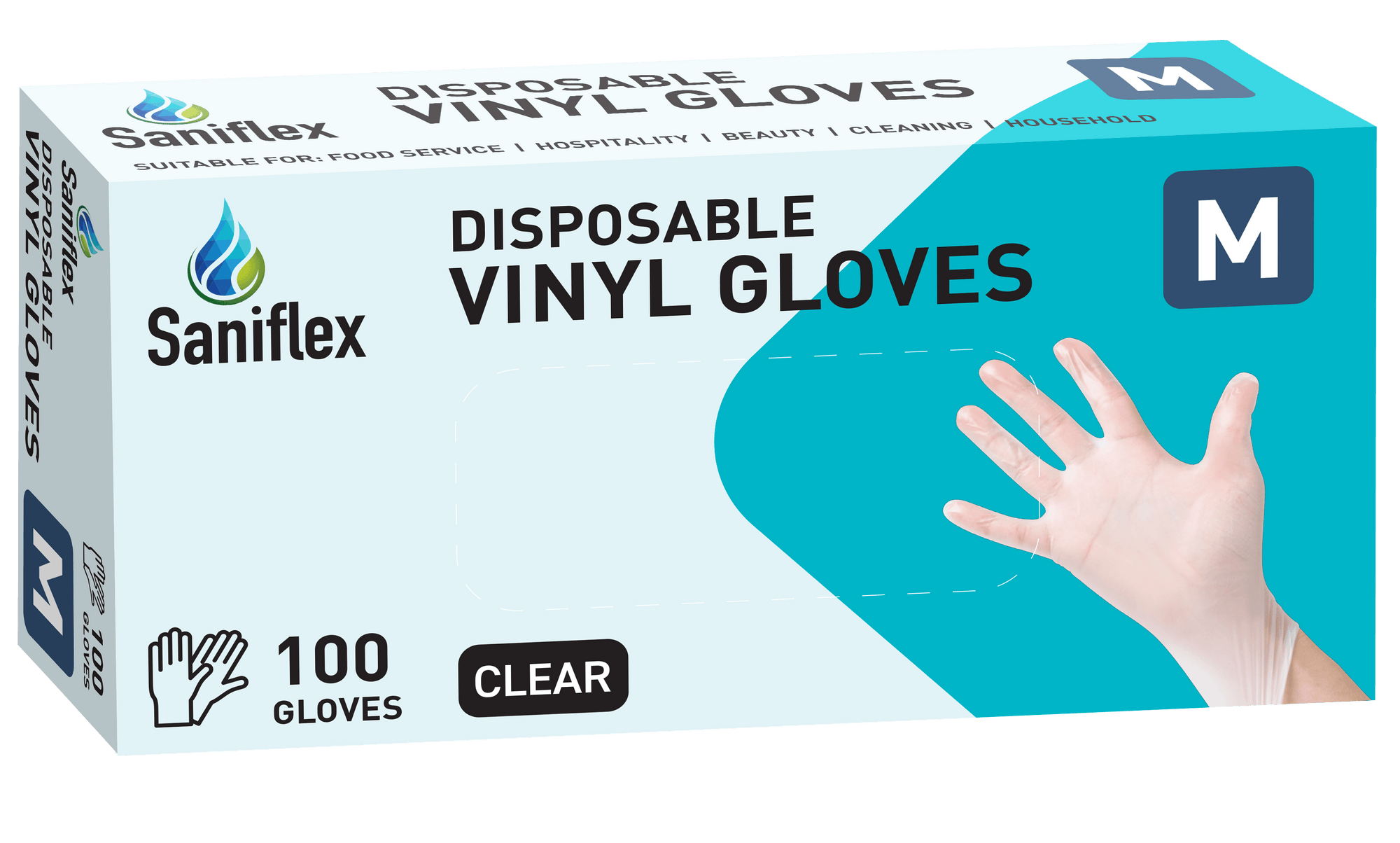 Saniflex Vinyl disposable Gloves- medium size