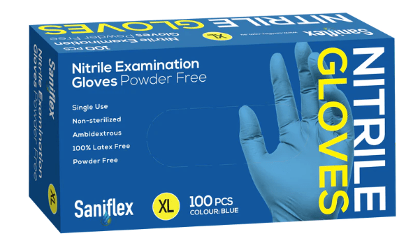 Saniflex Nitrile Examination Gloves Blue Xlarge