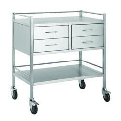 Stainless Steel Trolley 80cm Wide 4 Draws-InterAktiv Health